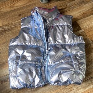 Old Navy metallic blue puffer vest size girls 10-12 (L)